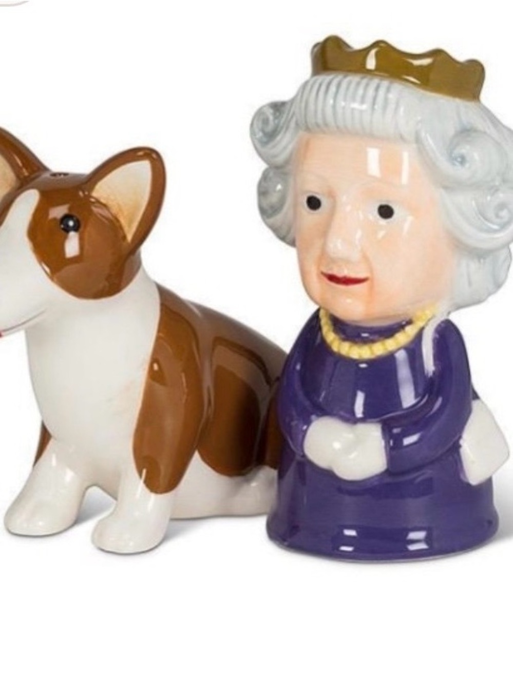 HM Queen Elizabeth II and Corgi Salt and Pepper Shakers